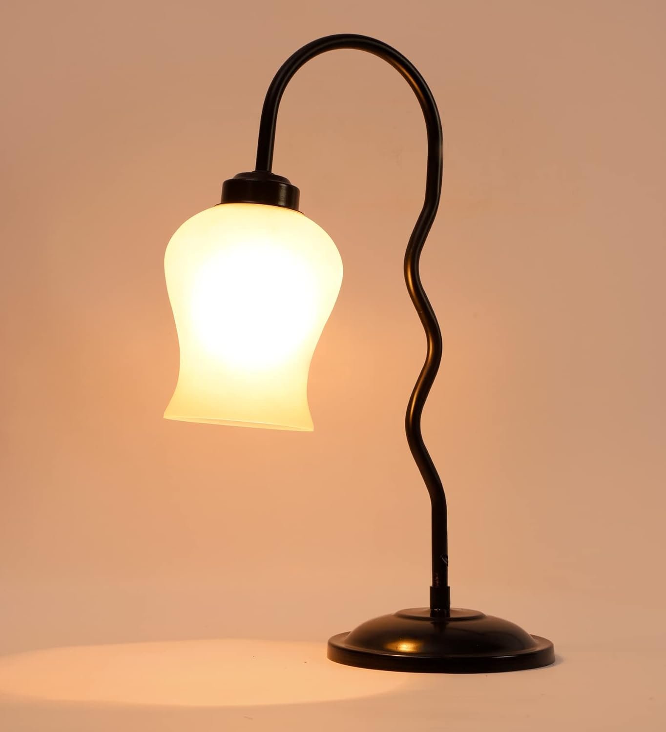 Milky Frosted Glass Zig Zag Curvy Table lamp with Iron Base for Home/Office/Gifting - (Size : 11x4.25x18.9Inches) (SP46)