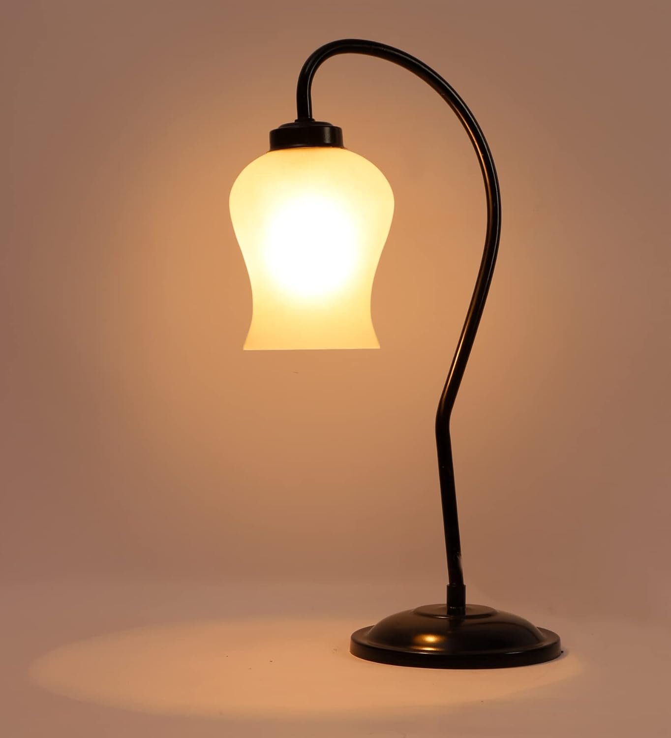 Milky Frosted Glass Curvy Table lamp with Iron Base for Home/Office/Gifting - (Size : 9x4.25x19.75Inches) (SP47)