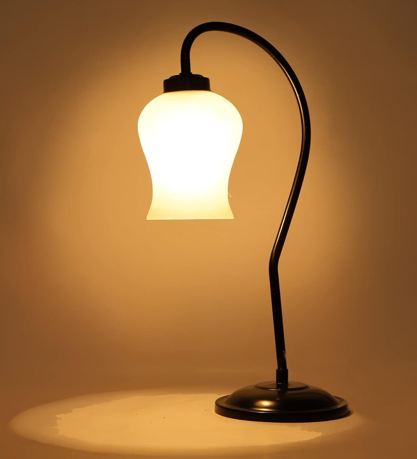 Milky Frosted Glass Curvy Table lamp with Iron Base for Home/Office/Gifting - (Size : 9x4.25x19.75Inches) (SP47)