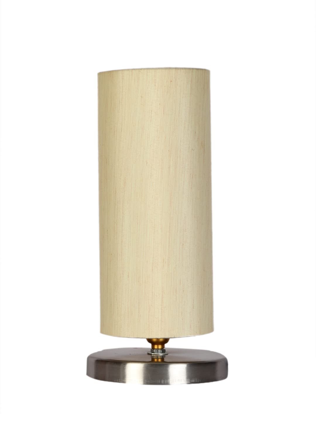 Off-White Cotton Table lamp with Steel Base -1