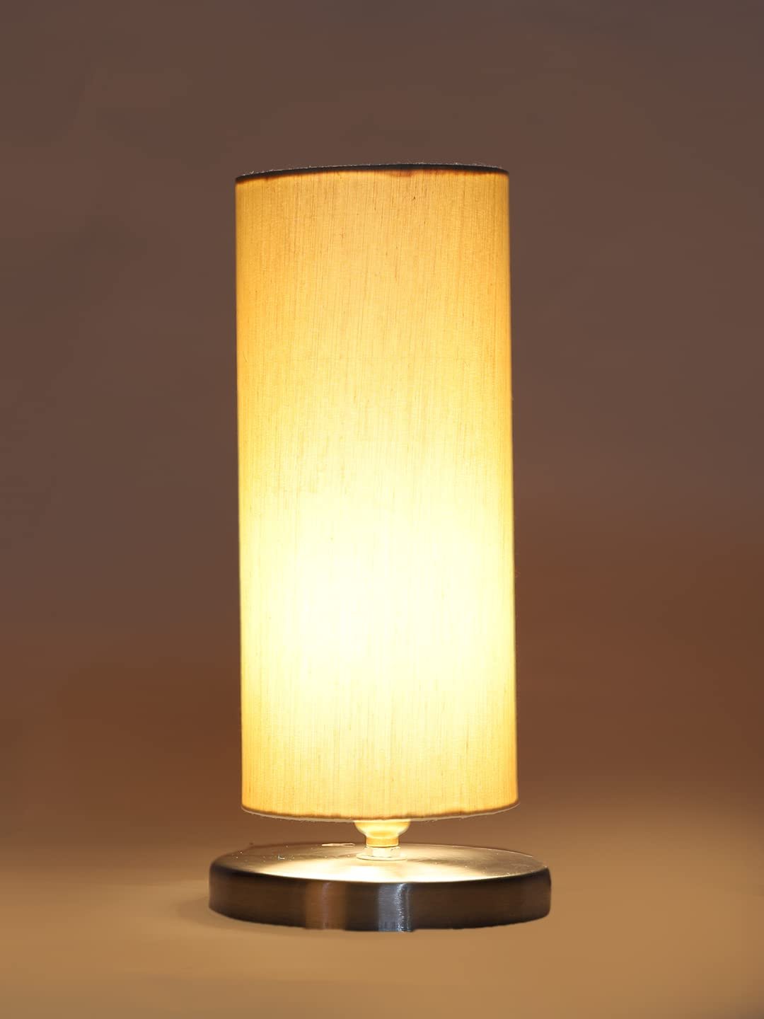 Off-White Cotton Table lamp with Steel Base -1