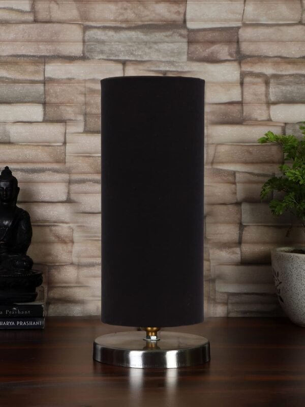 Black Cotton Table lamp with Steel Base