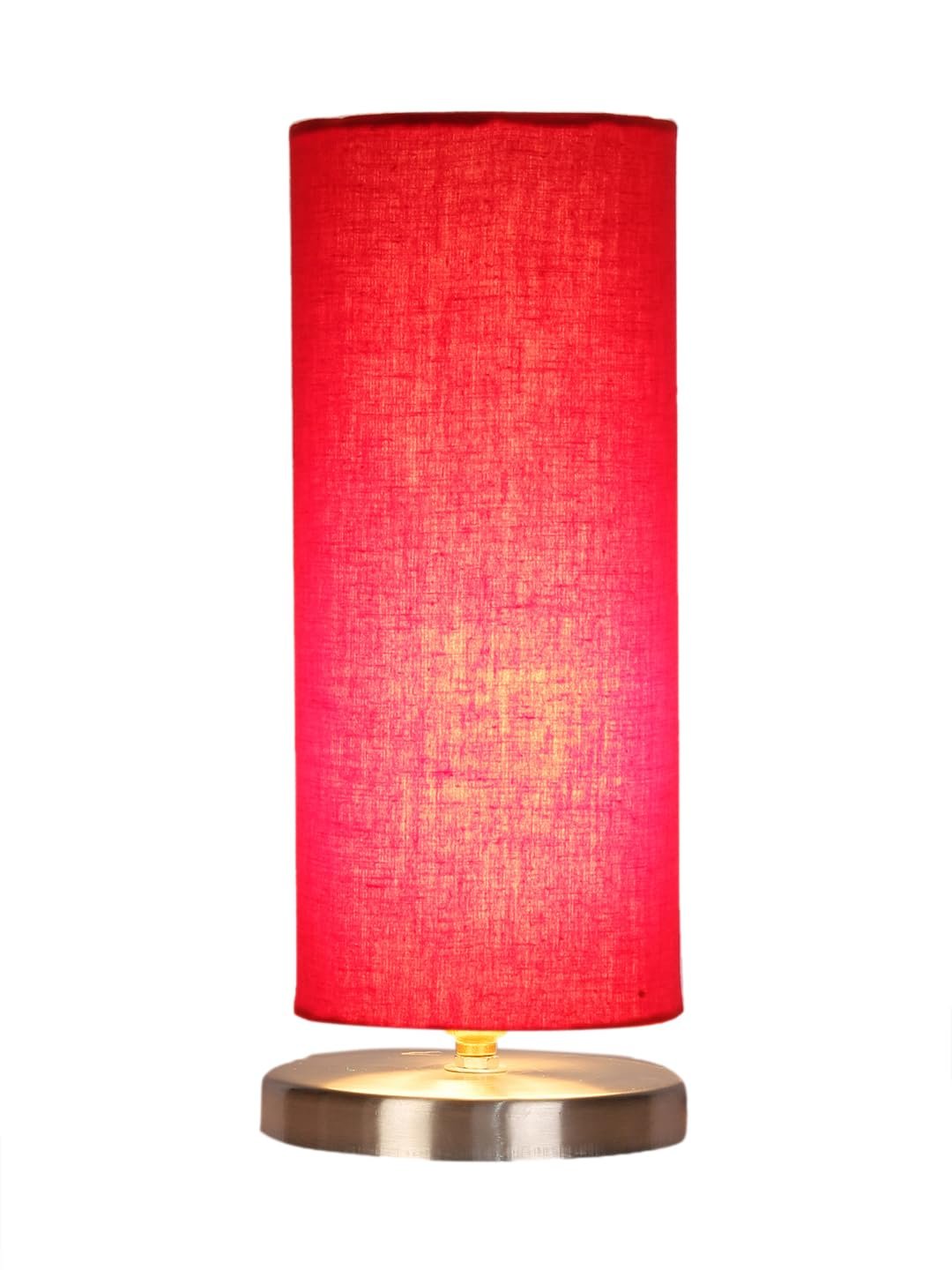 Red Cotton Table lamp with Steel Base -3
