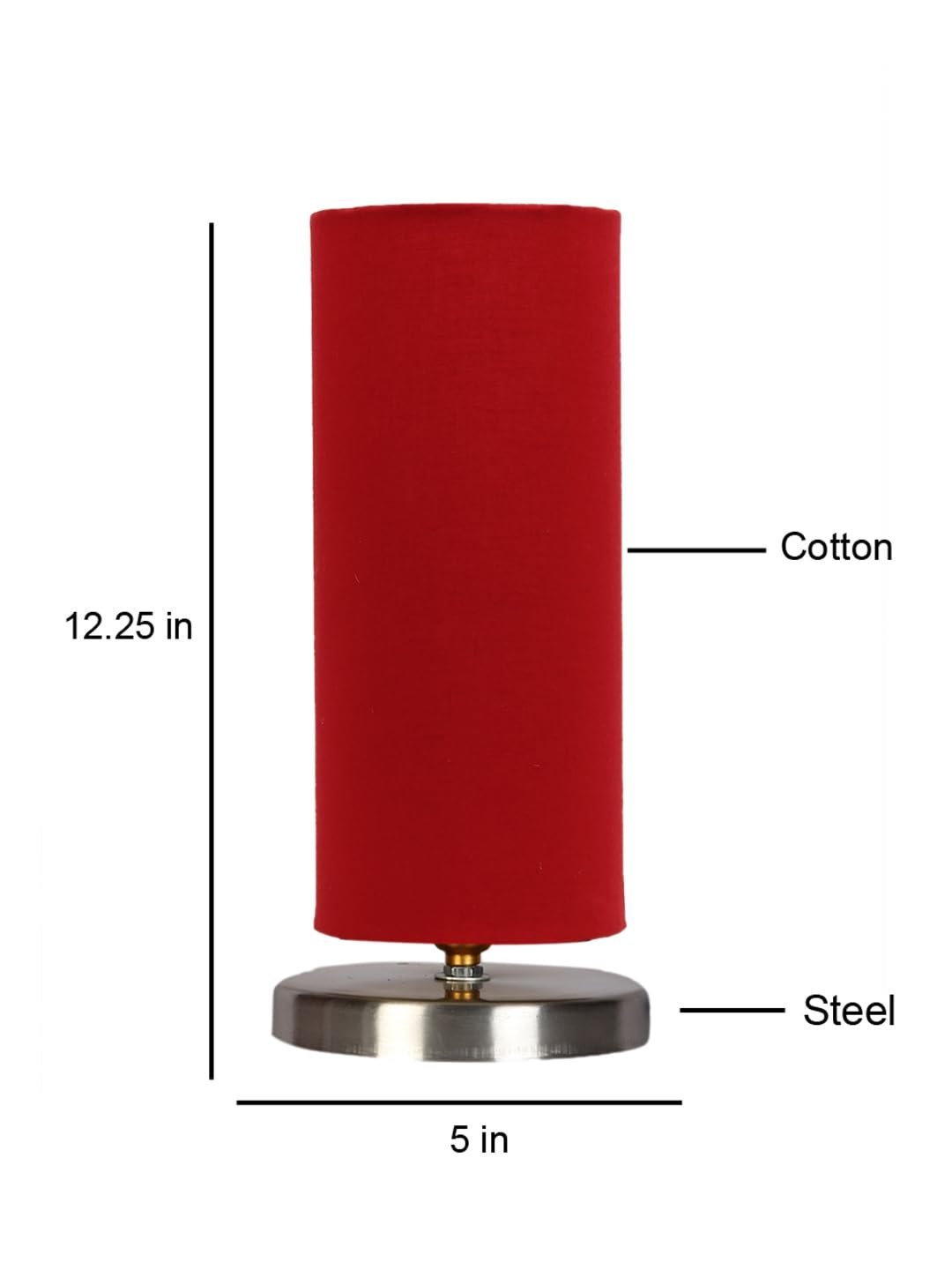 Red Cotton Table lamp with Steel Base -3