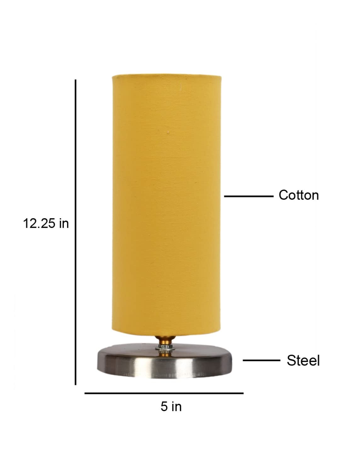 Yellow Cotton Table lamp with Steel Base -5