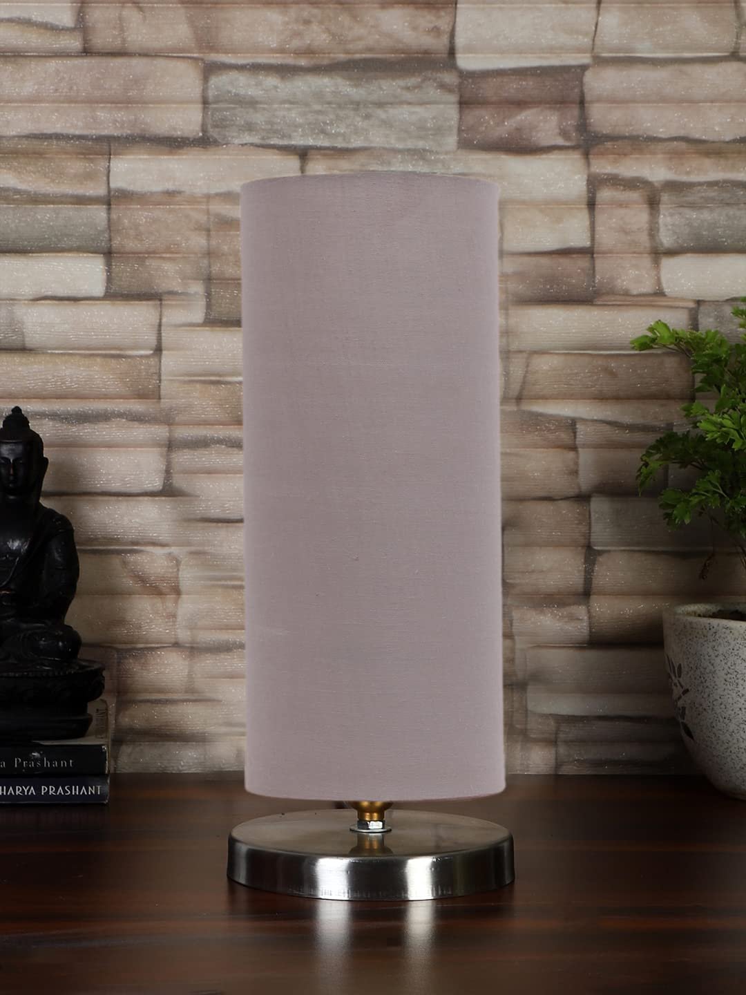 Grey Cotton Table lamp with Steel Base -6