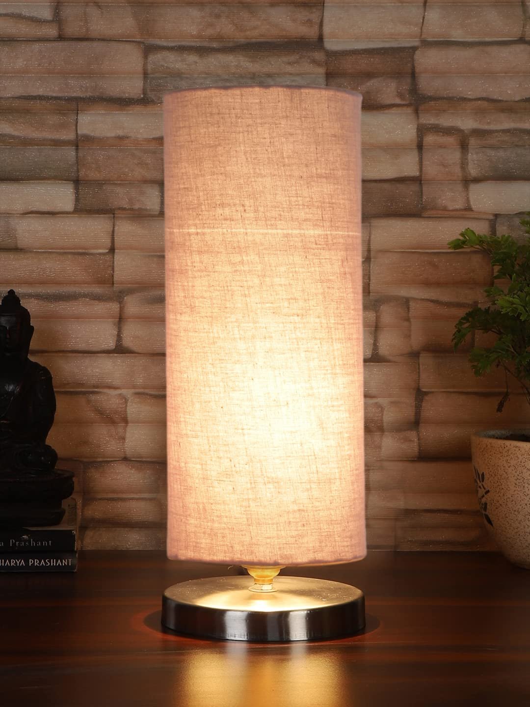 Grey Cotton Table lamp with Steel Base -6