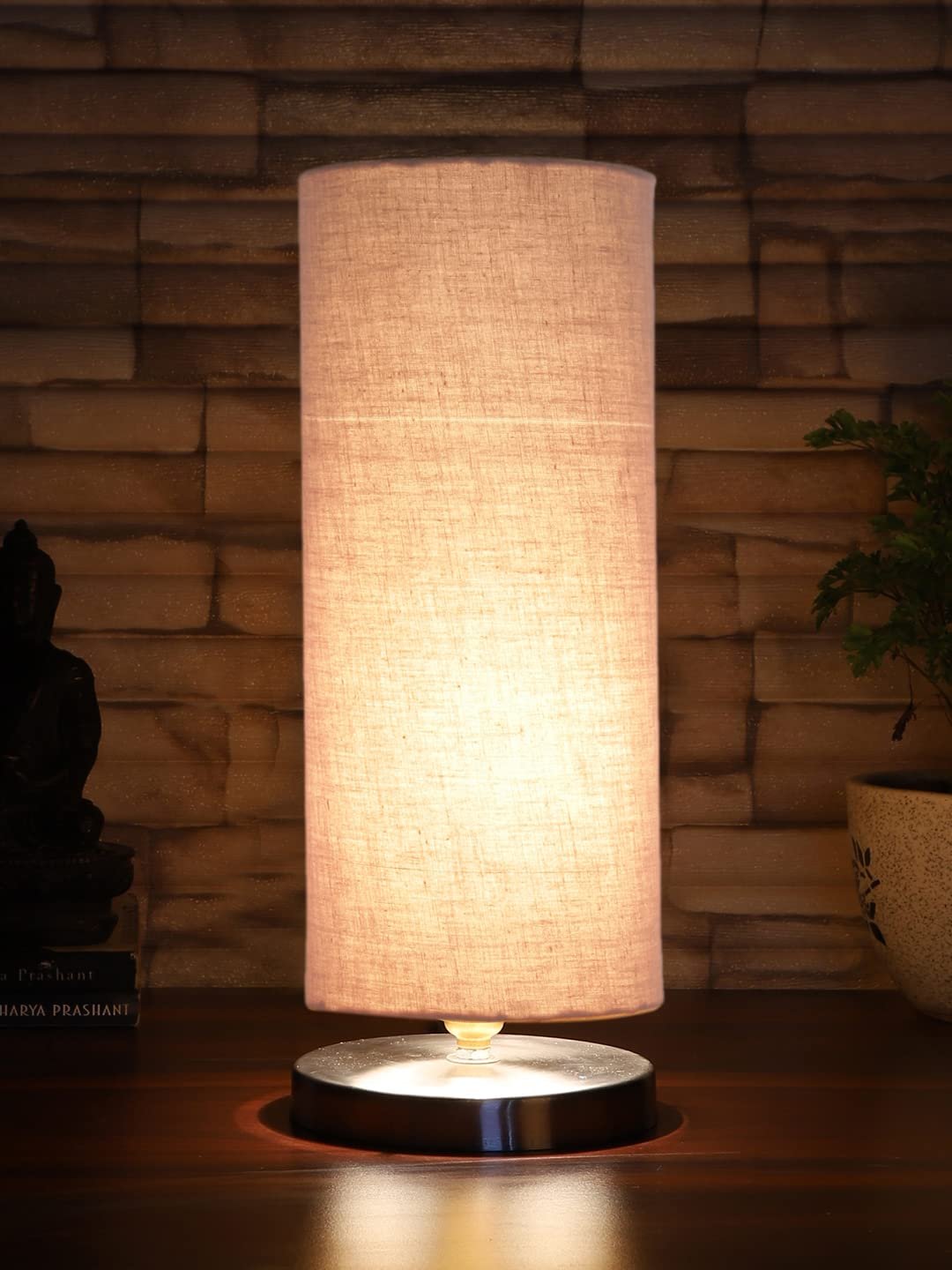 Grey Cotton Table lamp with Steel Base -6