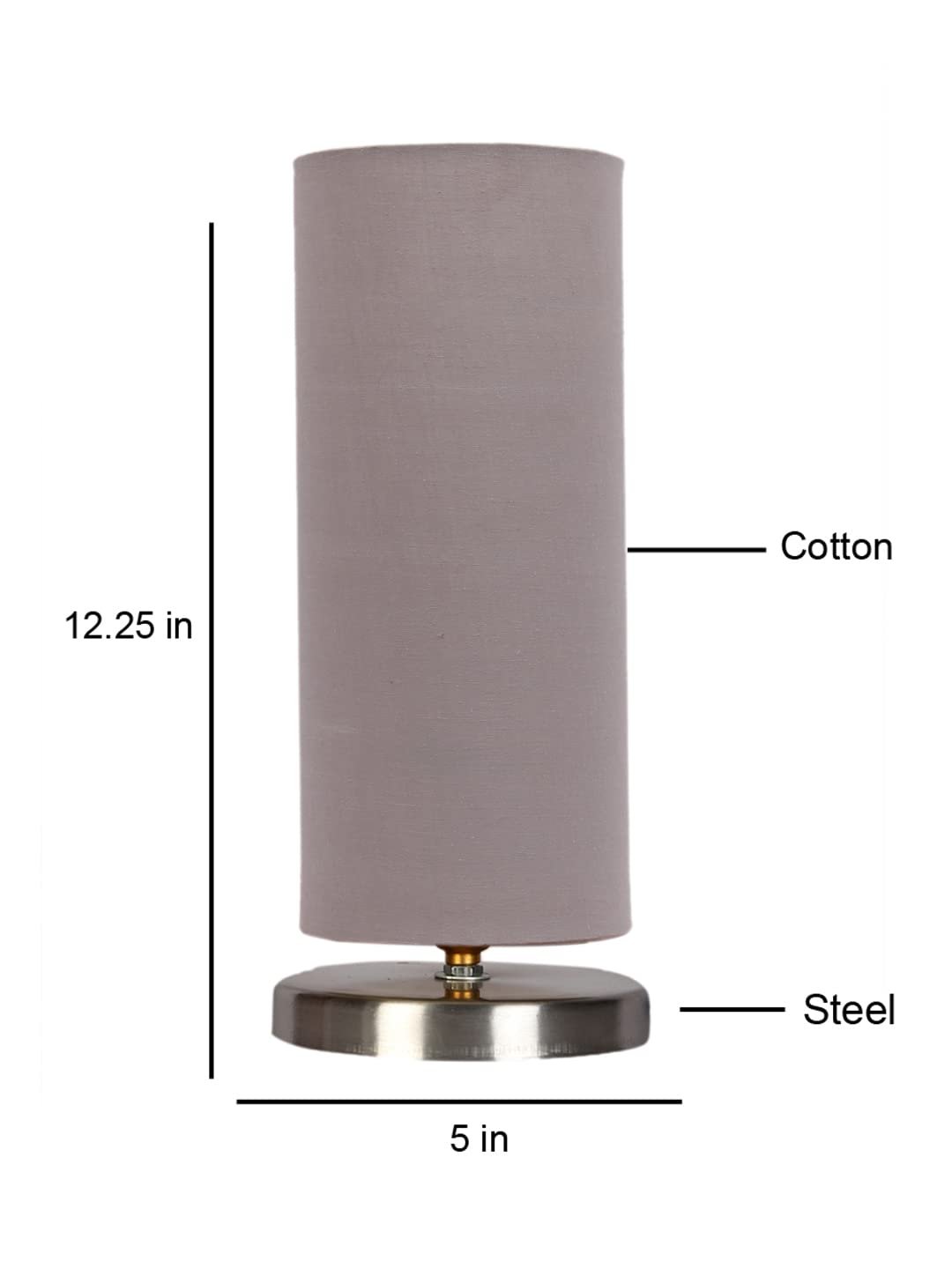 Grey Cotton Table lamp with Steel Base -6
