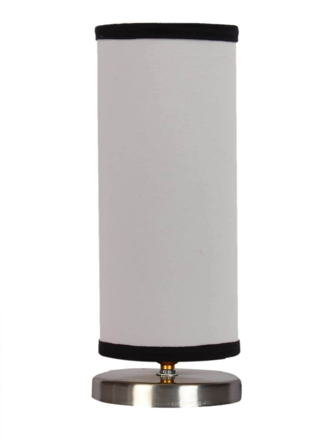 White & Black Cotton Table lamp with Steel Base -7