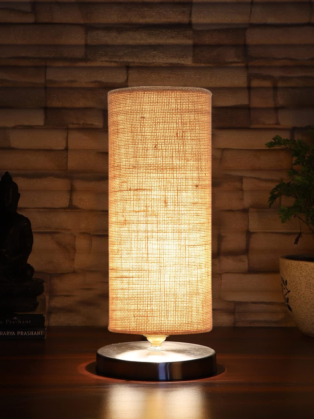 Beige Jute Table lamp with Steel Base