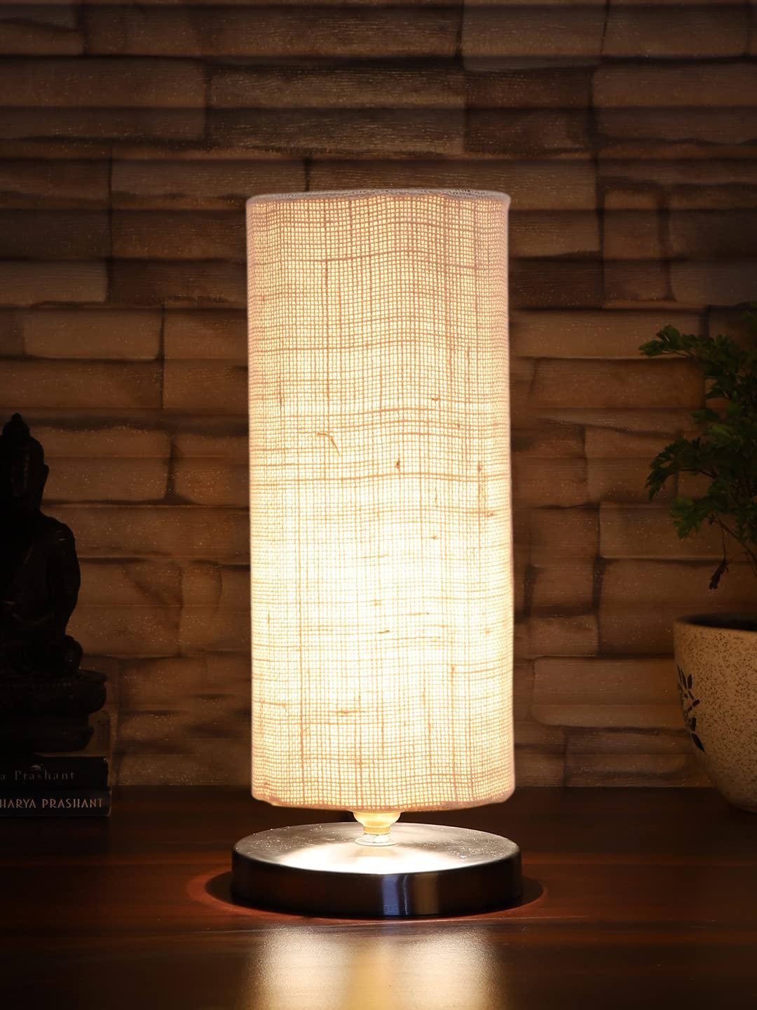 White Jute Table lamp with Steel Base -9