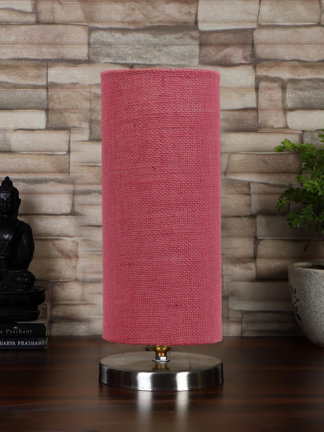 Pink Jute Table lamp with Steel Base