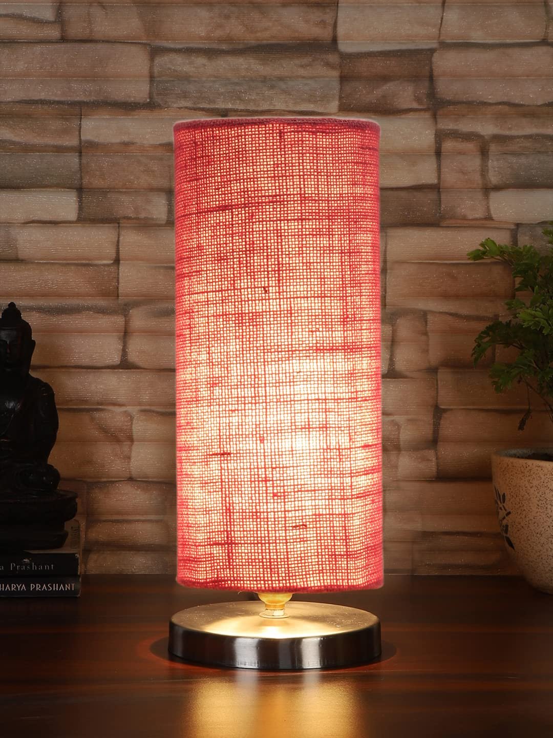 Pink Jute Table lamp with Steel Base