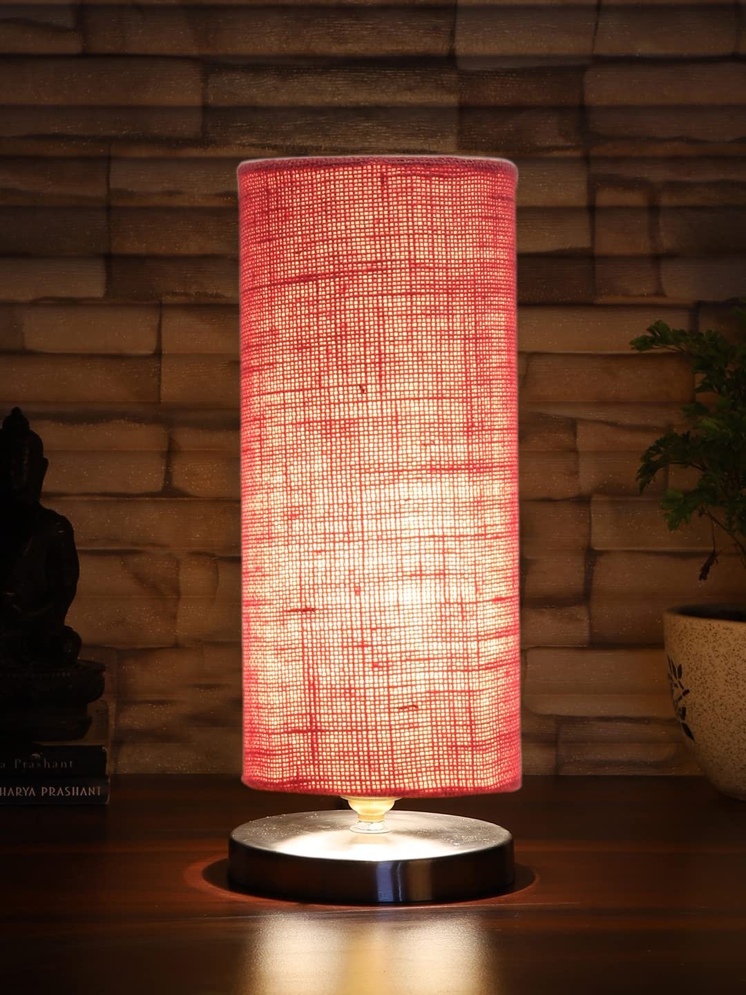 Pink Jute Table lamp with Steel Base