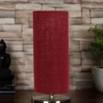 Maroon Jute Table lamp with Steel Base