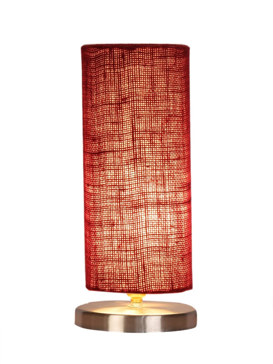 Maroon Jute Table lamp with Steel Base