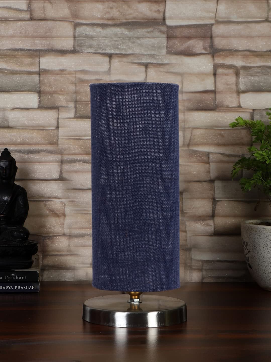 Blue Jute Table lamp with Steel Base