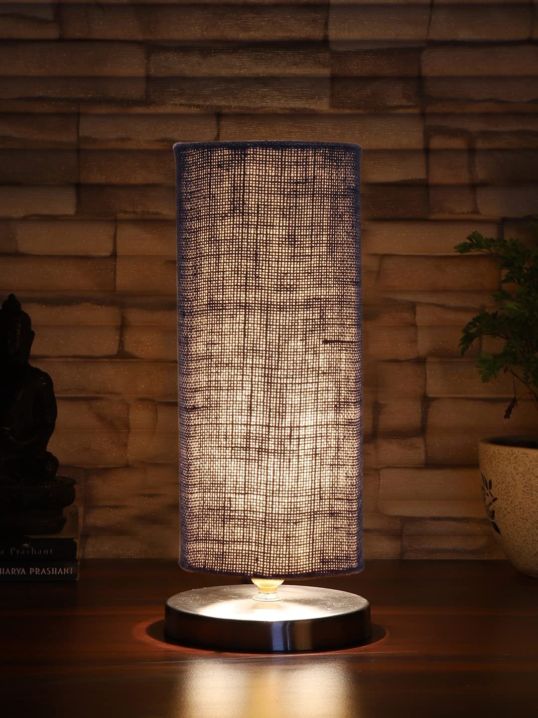 Blue Jute Table lamp with Steel Base