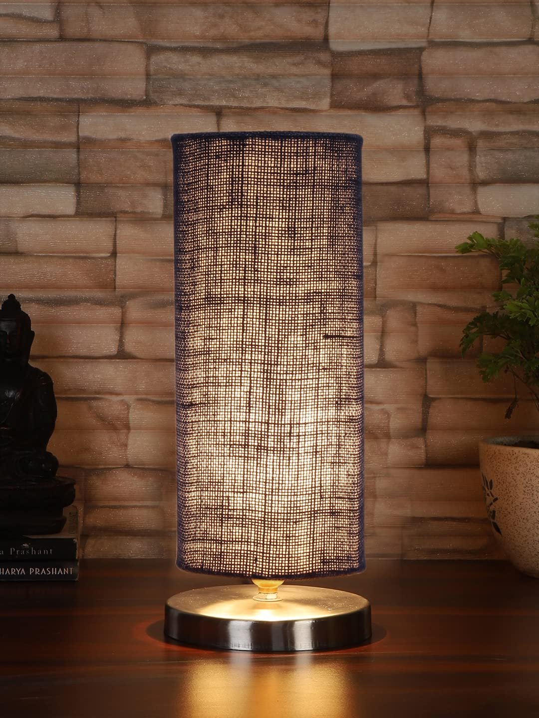 Blue Jute Table lamp with Steel Base
