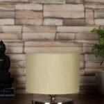 Off-White Cotton Table lamp with Steel Base -17