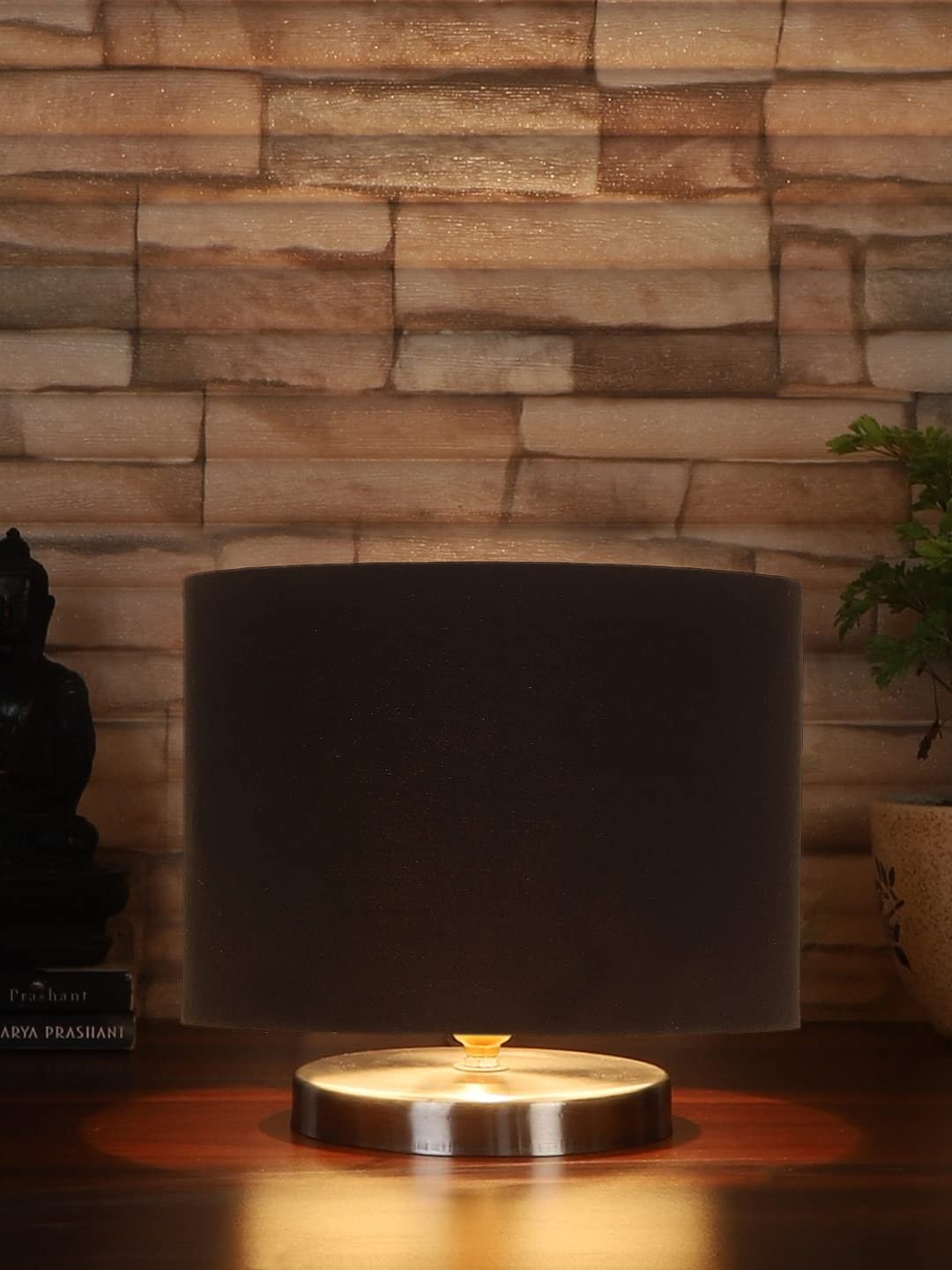 Black Cotton Table lamp with Steel Base -18