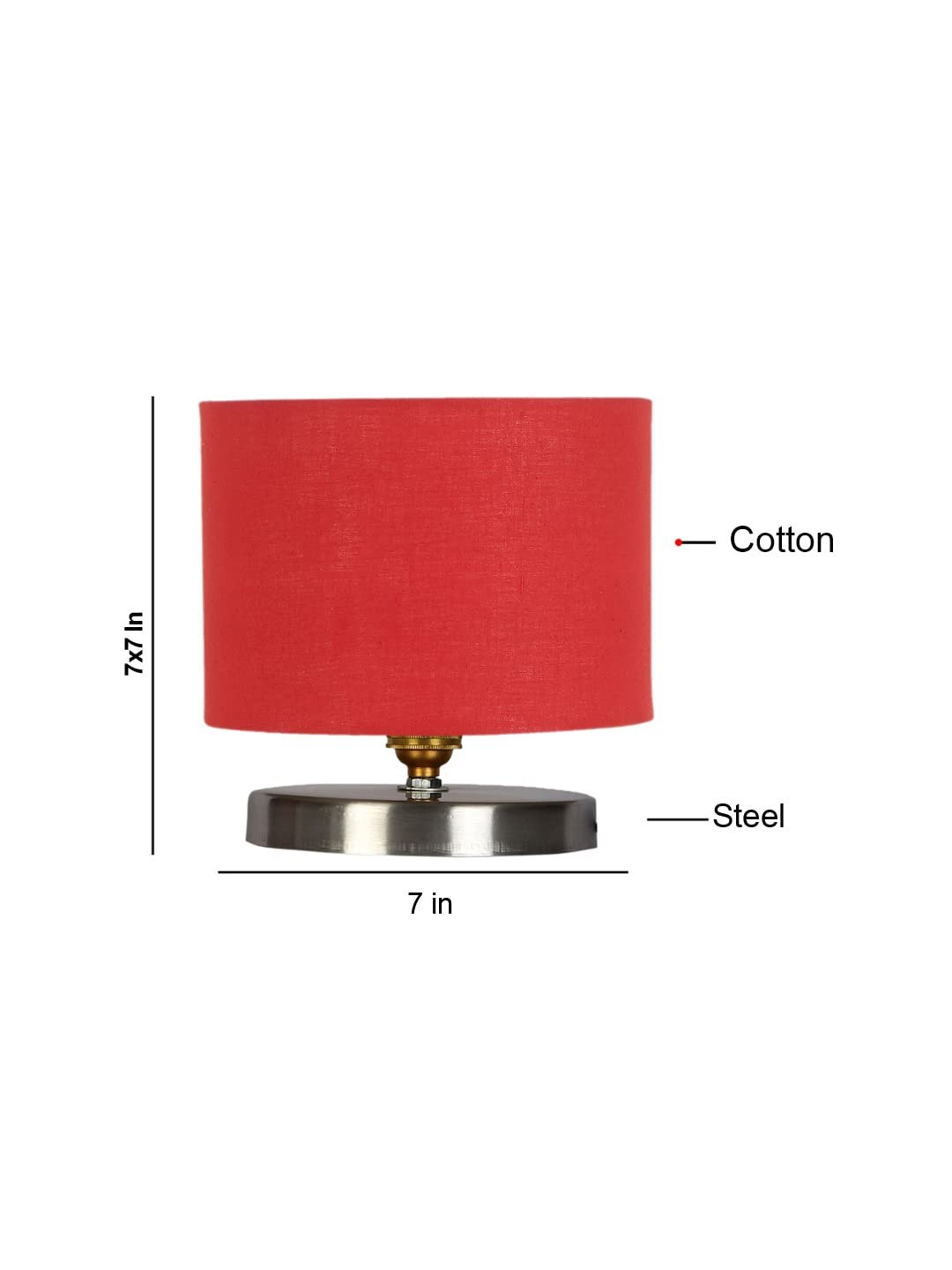 Red Cotton Table lamp with Steel Base