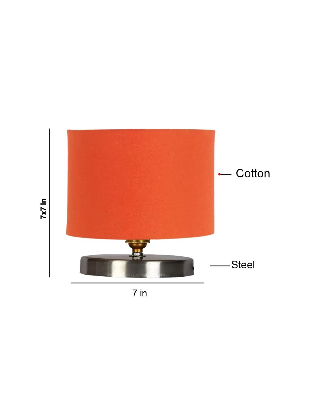 Orange Cotton Table lamp with Steel Base