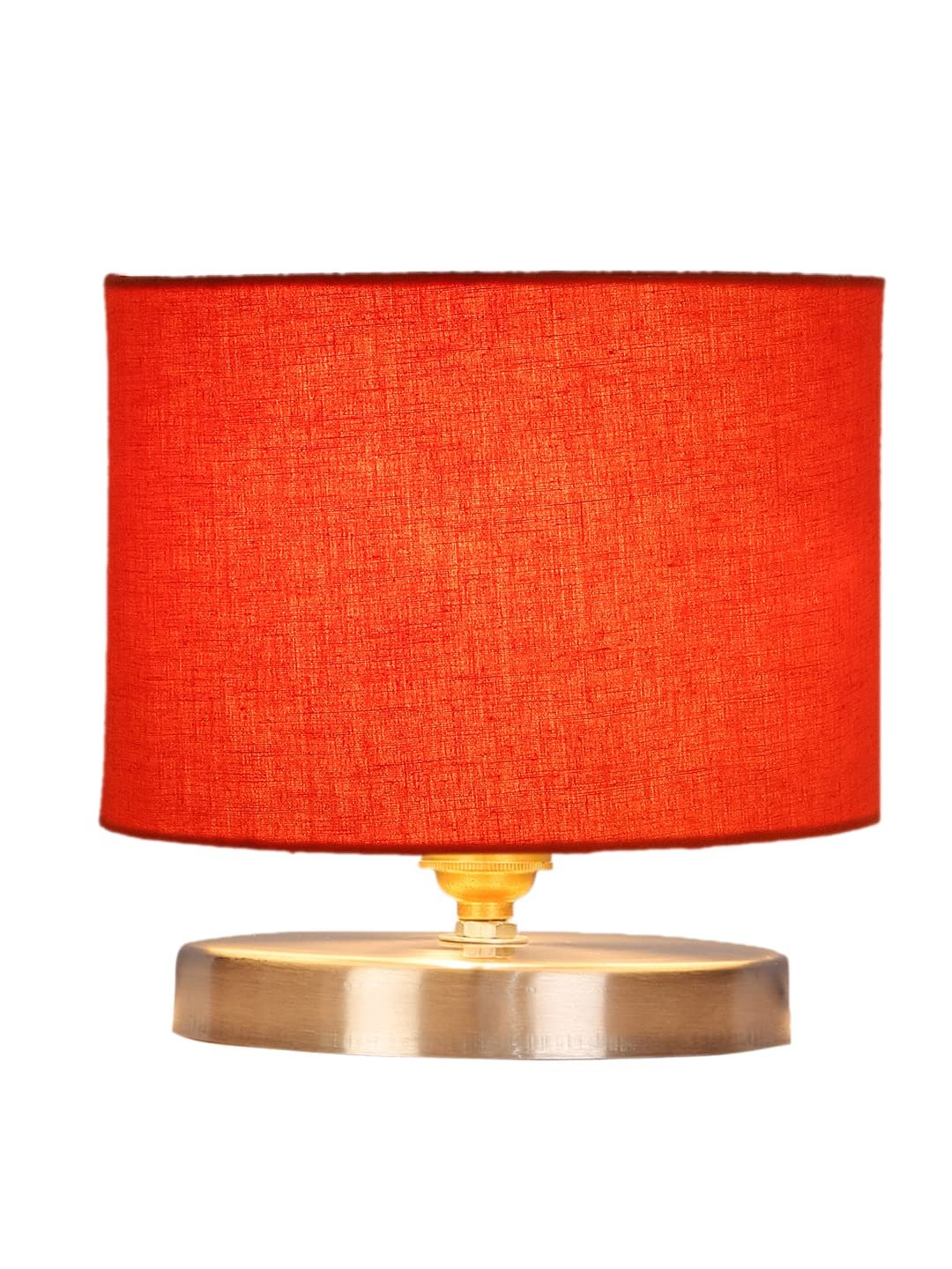 Orange Cotton Table lamp with Steel Base