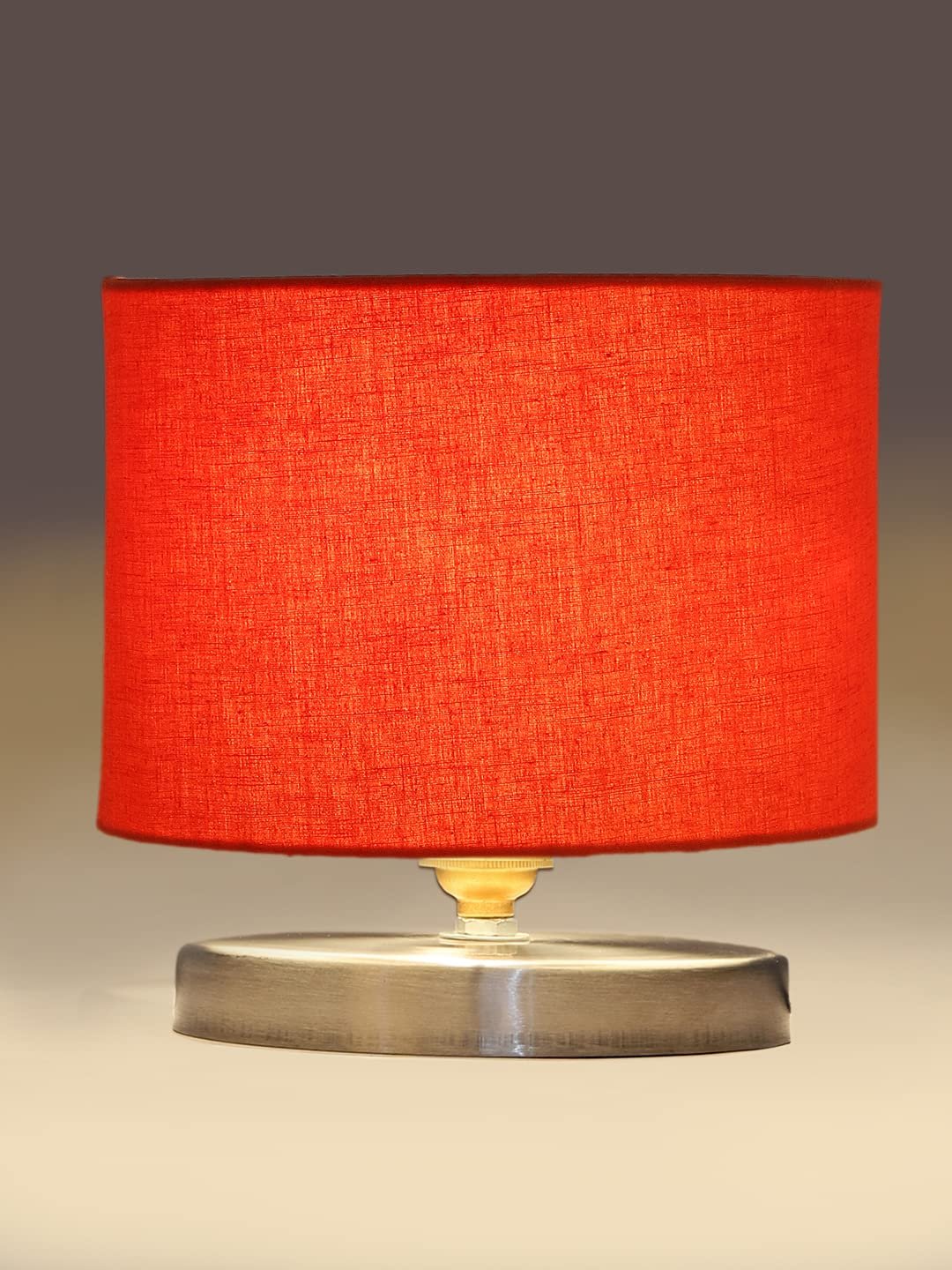 Orange Cotton Table lamp with Steel Base
