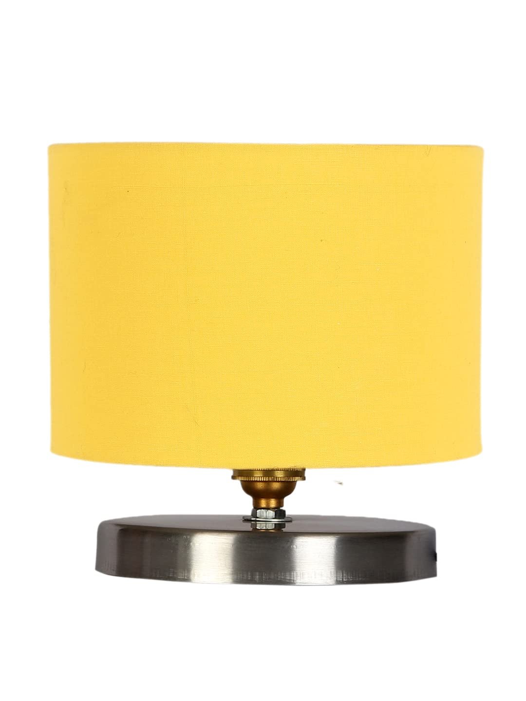 Yellow Cotton Table lamp with Steel Base