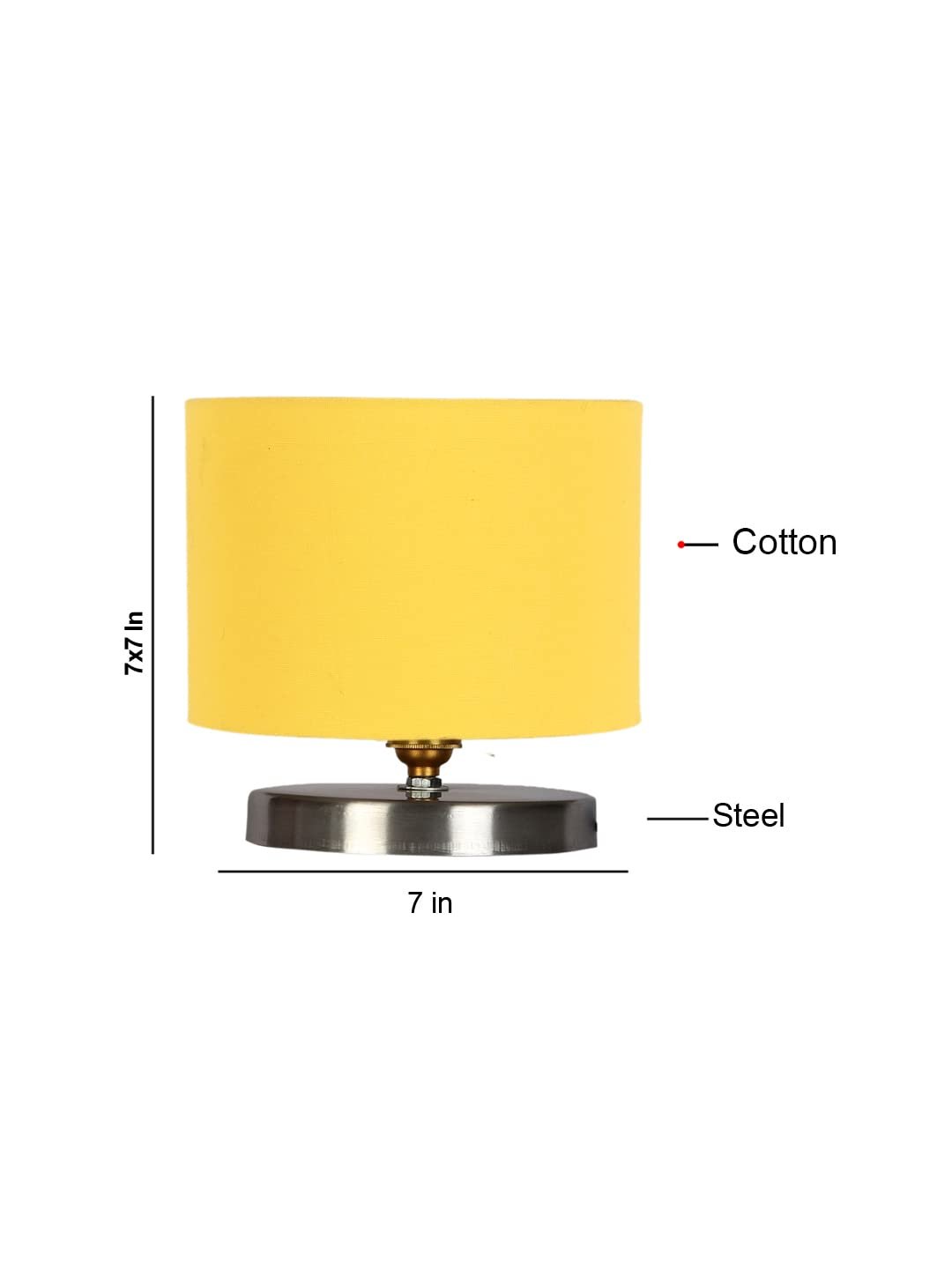 Yellow Cotton Table lamp with Steel Base