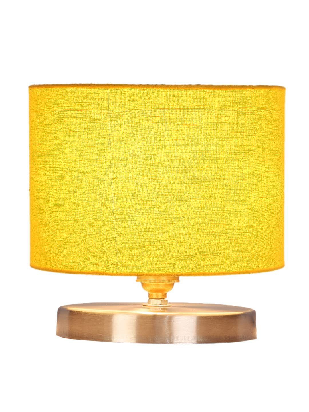 Yellow Cotton Table lamp with Steel Base
