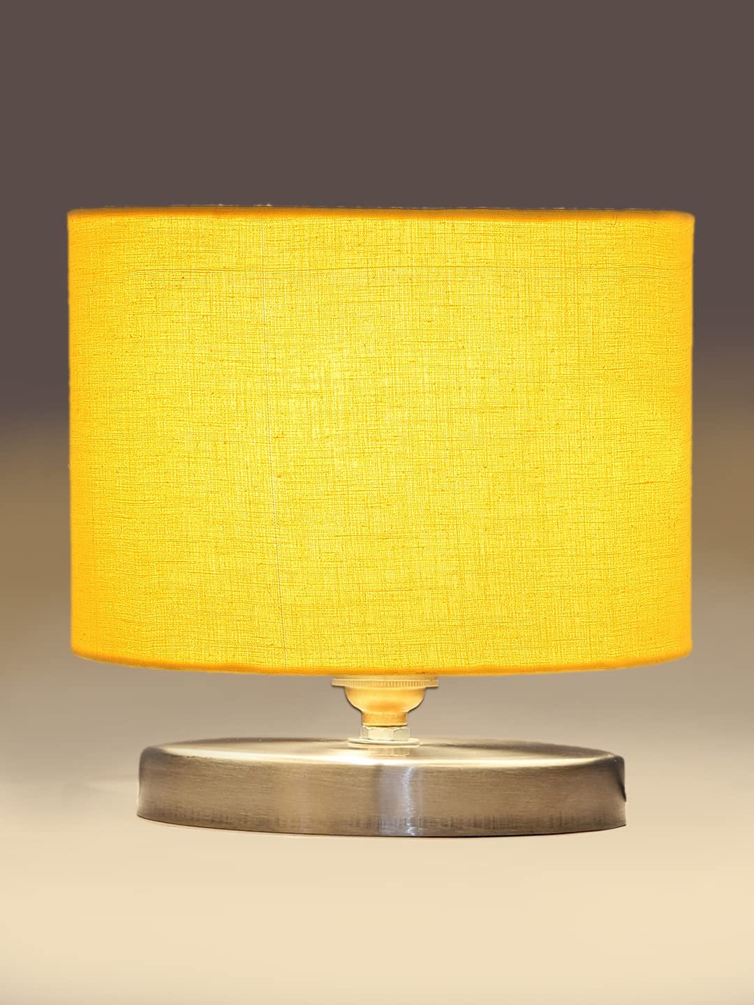 Yellow Cotton Table lamp with Steel Base