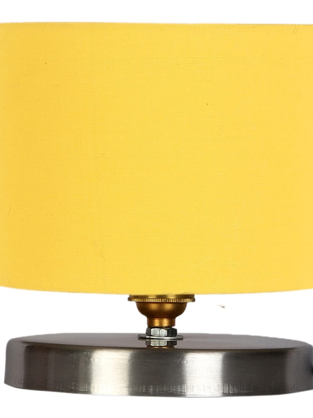 Yellow Cotton Table lamp with Steel Base