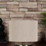 Grey Cotton Table lamp with Steel Base