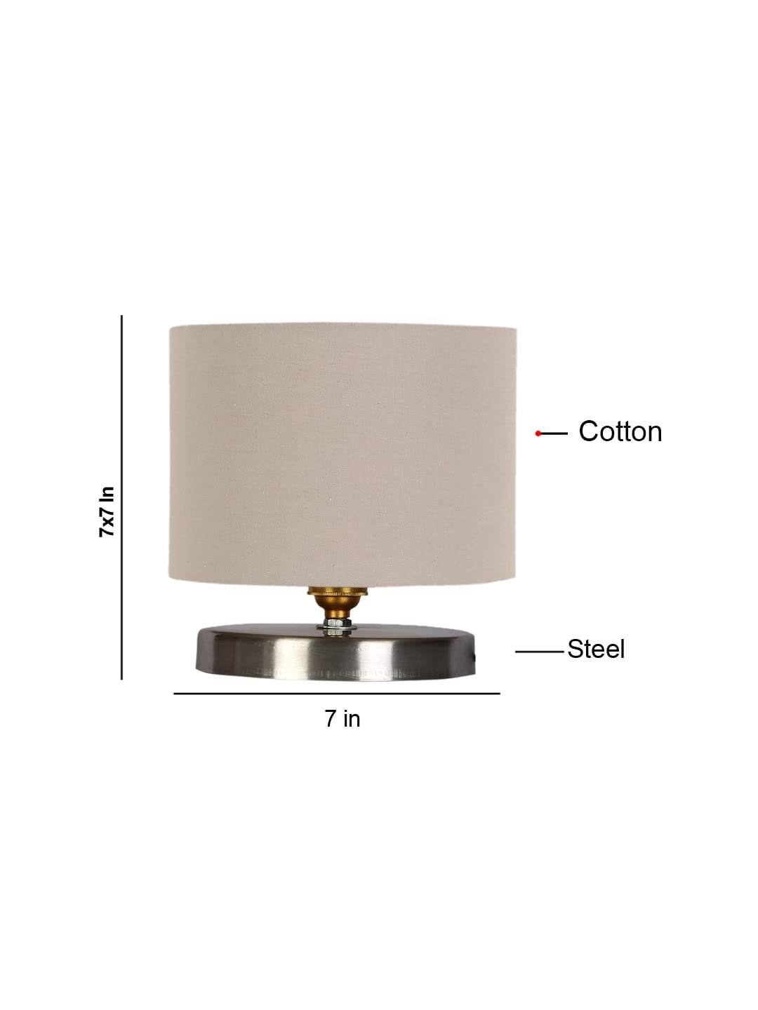 Grey Cotton Table lamp with Steel Base