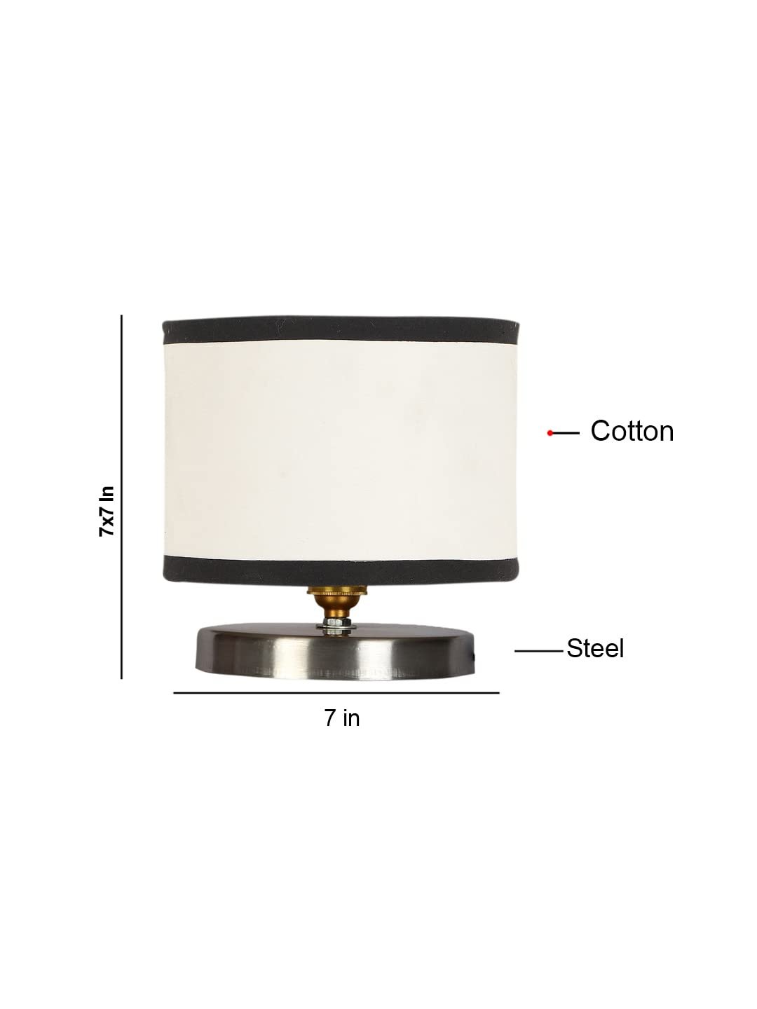 White & Black Cotton Table lamp with Steel Base -23