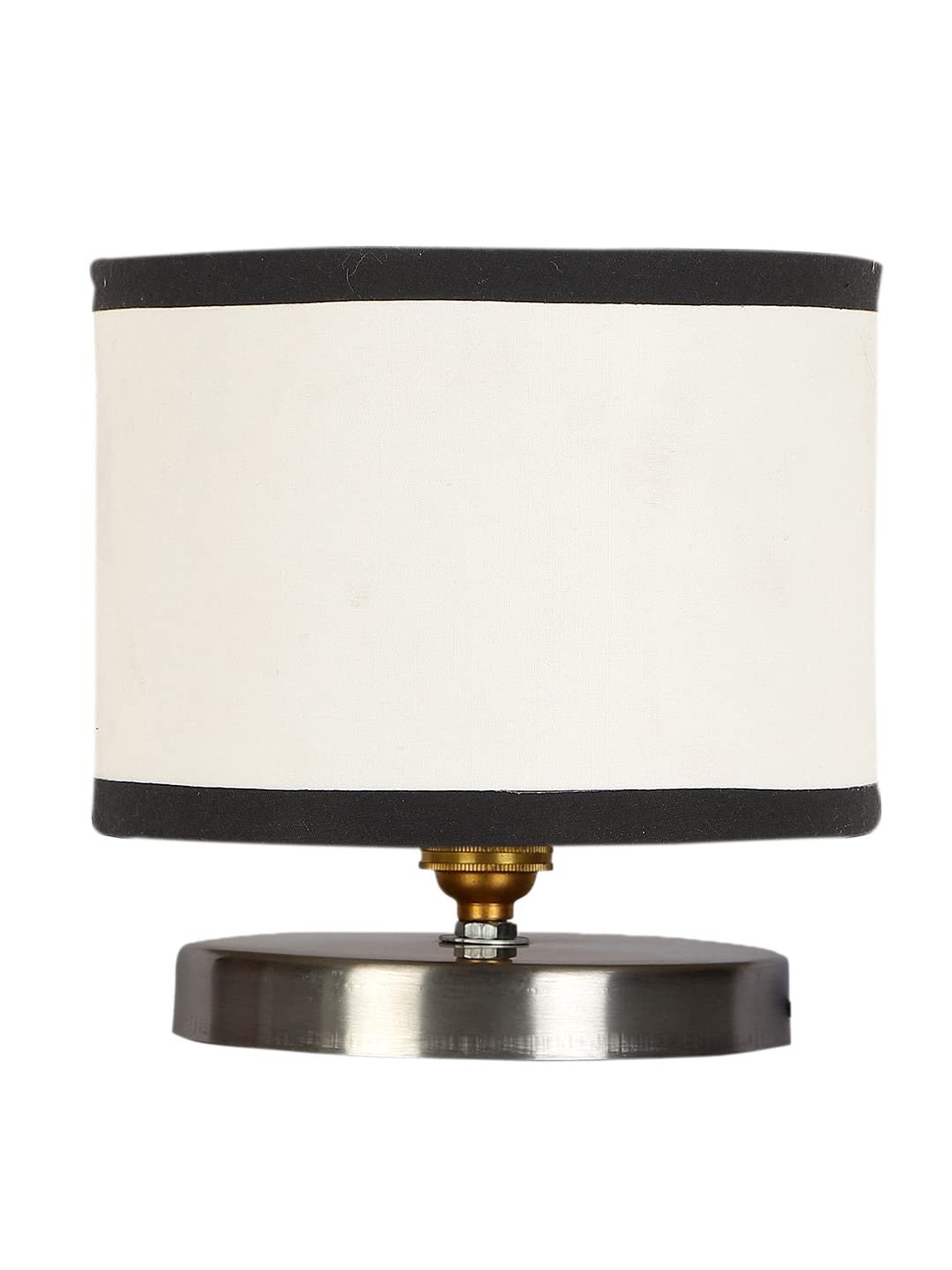 White & Black Cotton Table lamp with Steel Base -23