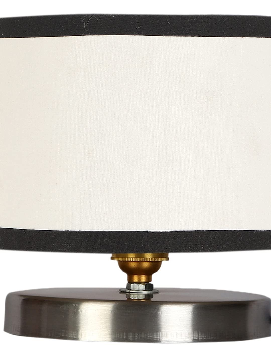 White & Black Cotton Table lamp with Steel Base -23