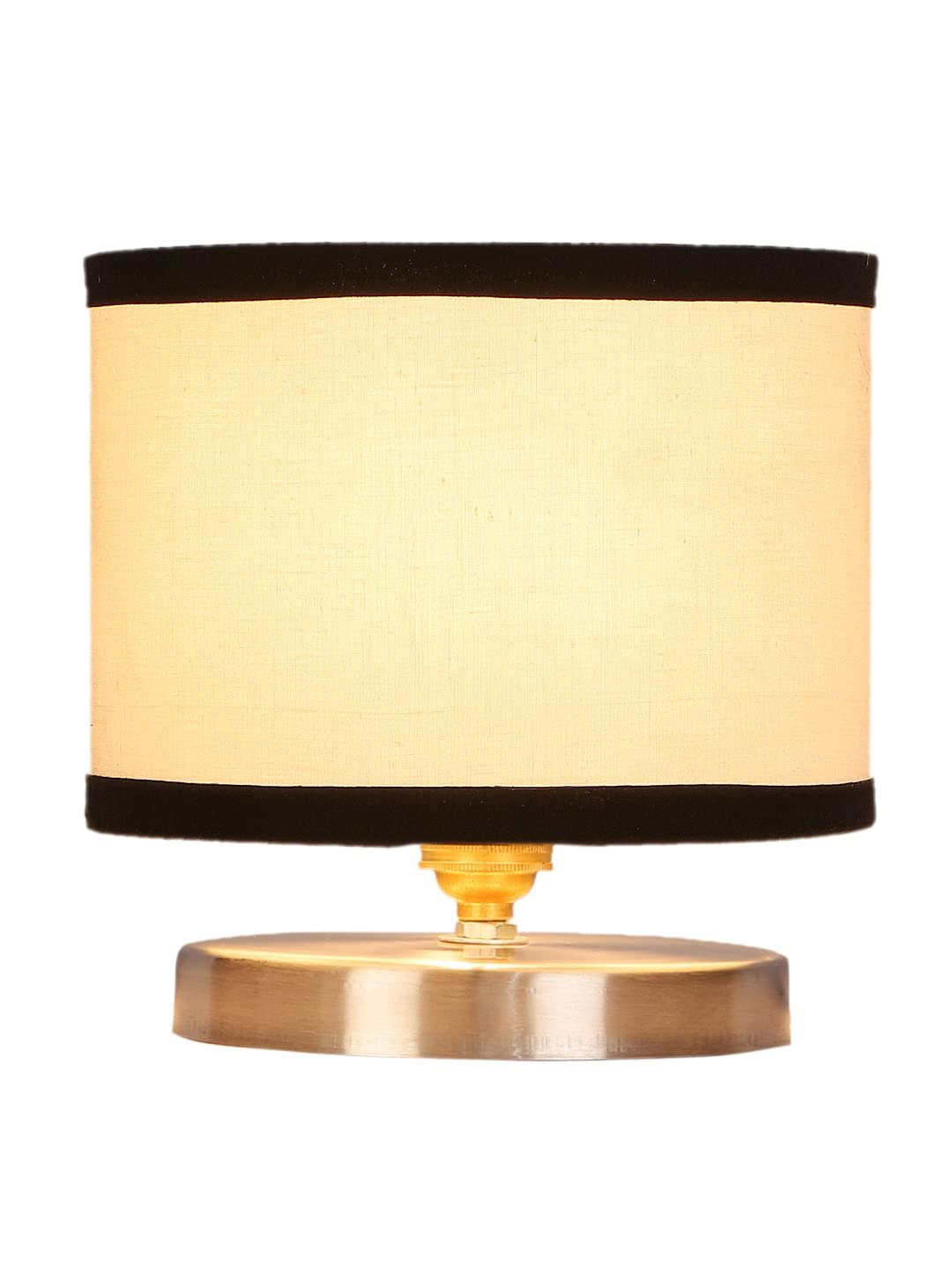 White & Black Cotton Table lamp with Steel Base -23
