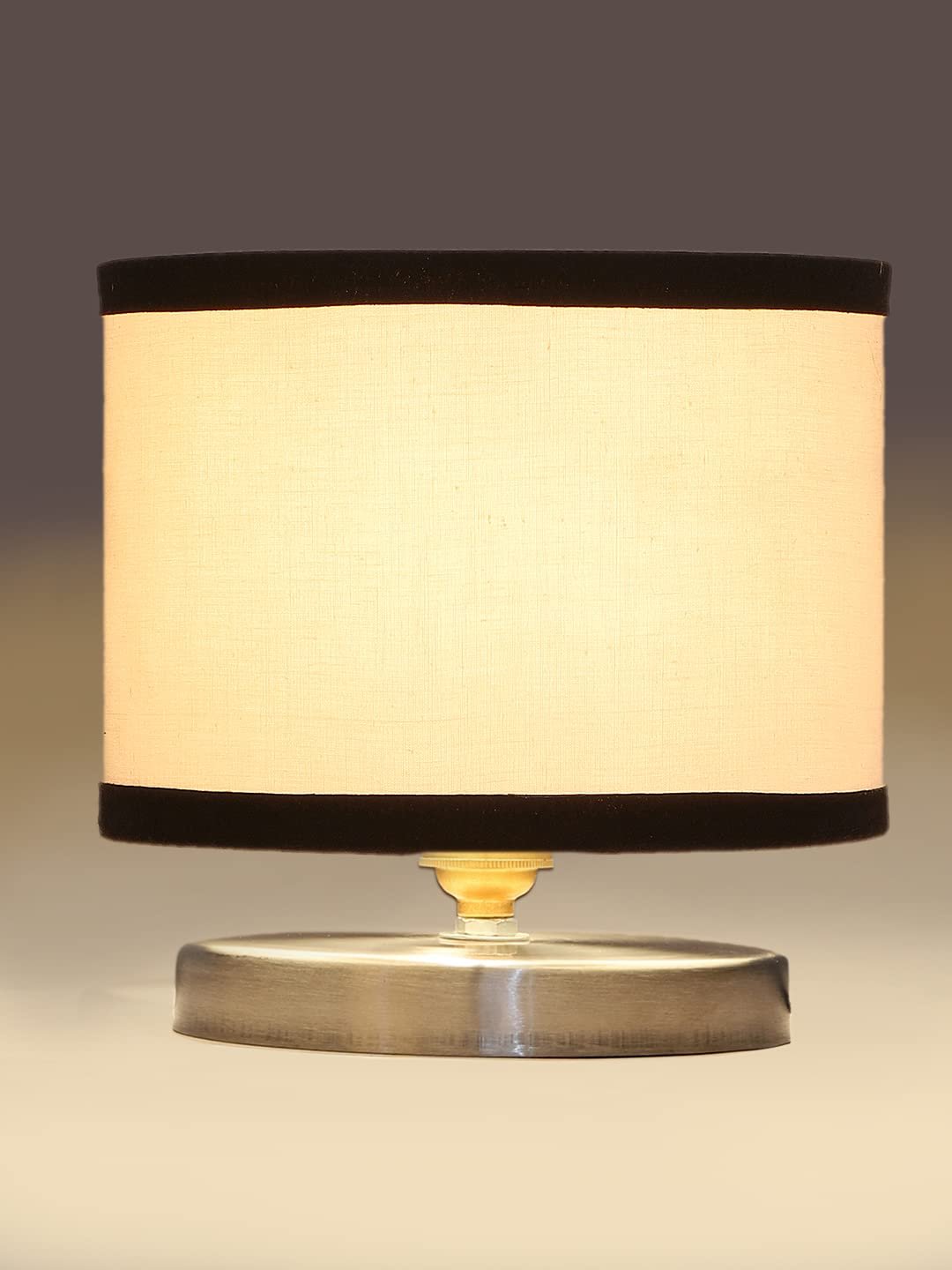 White & Black Cotton Table lamp with Steel Base -23