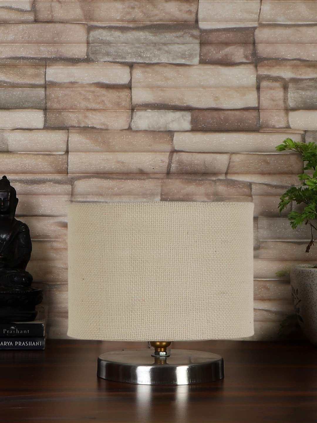 White Jute Table lamp with Steel Base