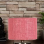 Pink Jute Table lamp with Steel Base