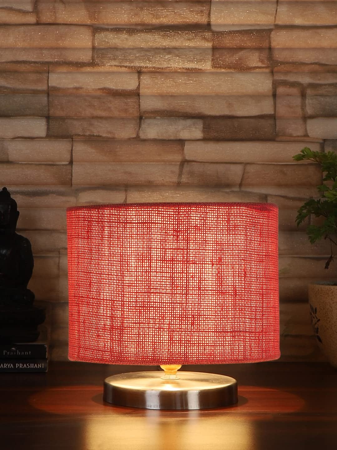 Pink Jute Table lamp with Steel Base
