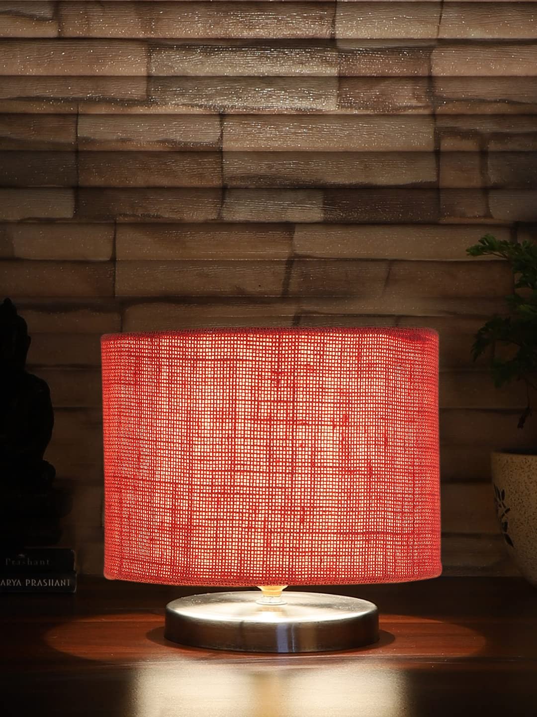 Pink Jute Table lamp with Steel Base