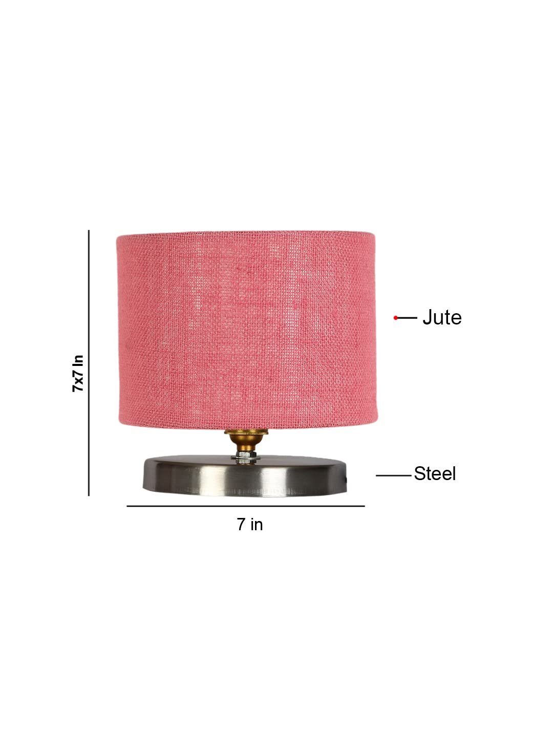 Pink Jute Table lamp with Steel Base