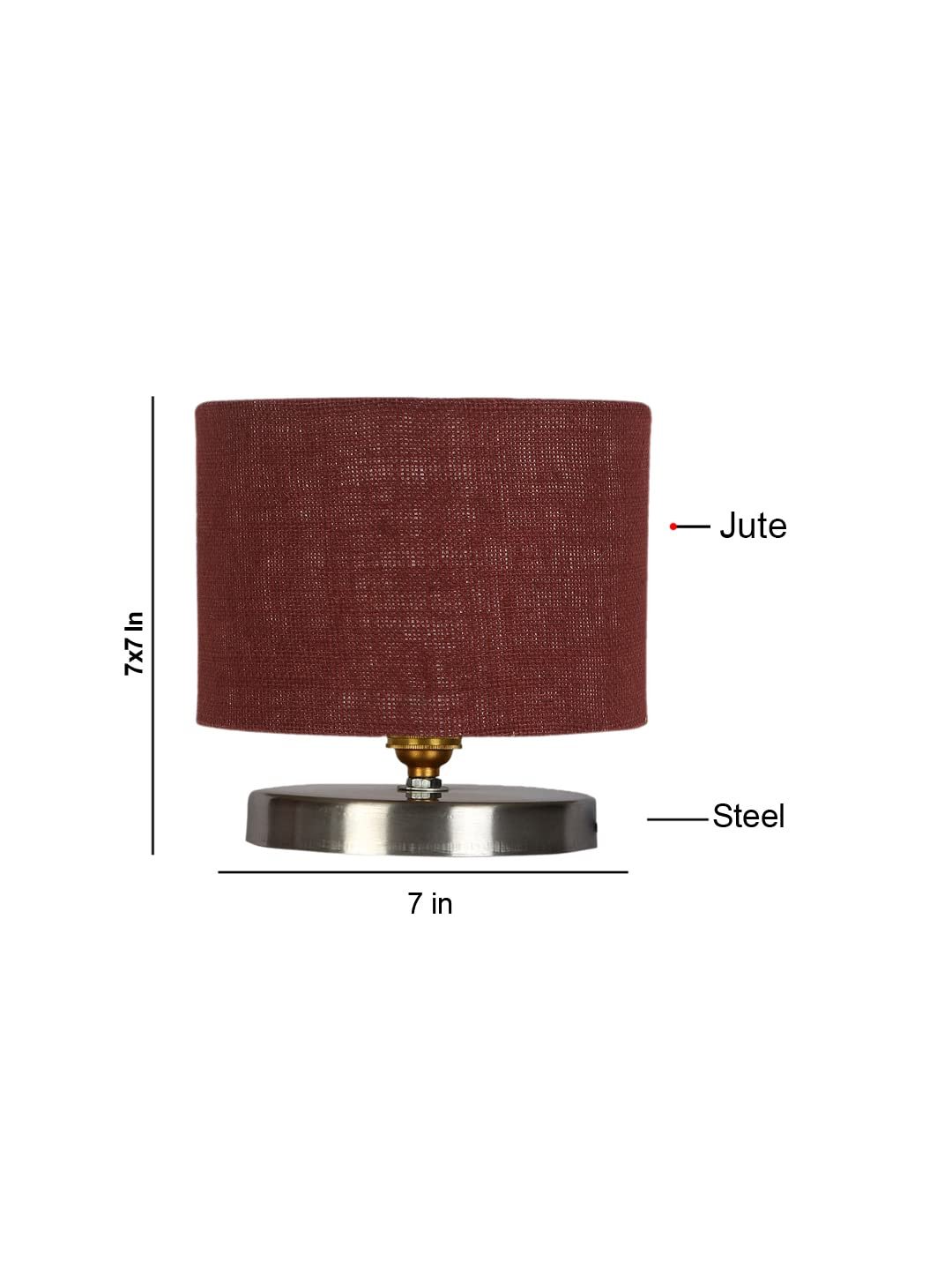 Maroon Jute Table lamp with Steel Base