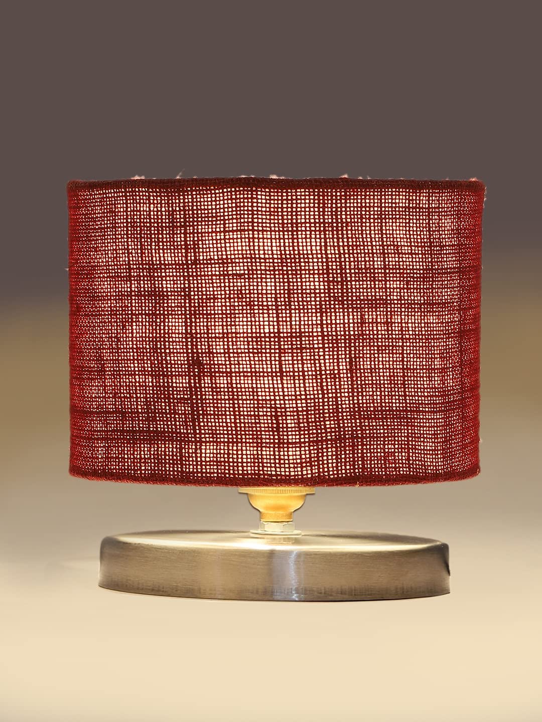 Maroon Jute Table lamp with Steel Base
