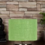 Green Jute Table Lamp with Steel Base